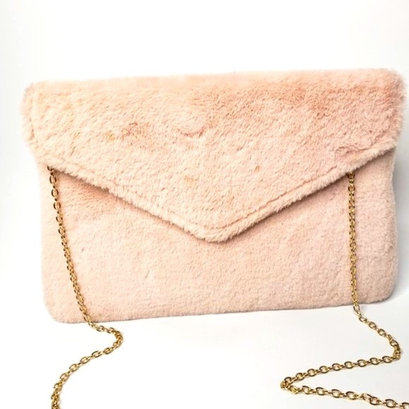 Lily & Ivy Pink Plush Envelope Crossbody Clutch Purse - Picture 2 of 8